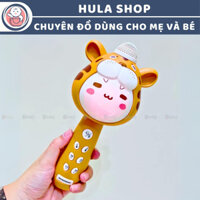Micro cho bé hát karaoke kết nối Bluetooth, phát nhạc, có đèn, thay đổi giọng nói, tích hợp loa không dây mẫu hổ vàng