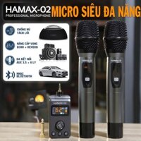 Micro Hamax 02 Siêu Đa Năng Không Dây – Micro Cao Cấp Kết Nối Mọi Loa Hãng Xe Hơi có cổng aux 3.5 chỉnh vang echo reverb