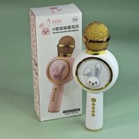 Micro hát karaoke cho bé kèm loa bluetooth không dây X6 hình thỏ âm thanh trầm ấm thích hợp trẻ tập hát, an toàn