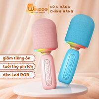 Micro hát karaoke, mic hát karaoke kiêm loa bluetooth không dây âm lượng lớn đèn led RGB Windoo WD128