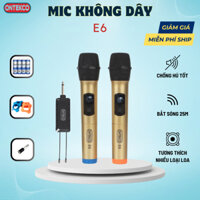 Micro hát karaoke ONTEKCO E6 chính hãng giá rẻ, phù hợp với mọi loa kéo amply, chống hú, bảo hành 12 tháng