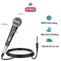 Micro hát karaoke ONTEKCO MV01 dây dài 3M, tay cầm thép chắc chắn, hát nhẹ, chống hú tốt,phù hợp các loại loa kéo, amply