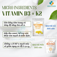 Micro Ingredients Vitamin D3 5000IU K2 MK7 100MCG - Viên uống D3 K2 hỗ trợ xương, cải thiện tim mạch