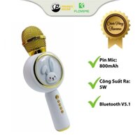 Micro Karaoke Bluetooth Không Dây Kèm Loa Floveme X6 Hình Thỏ Đáng Yêu Âm Thanh Trầm Ấm Hát Hay Bắt Gịong Tốt