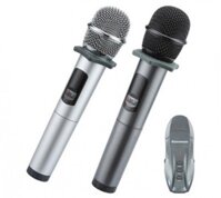 MICRO KARAOKE KHÔNG DÂY 2 MIC EXCELVAN K18U CHO LOA CAO CẤP Ô TÔ XE HƠI