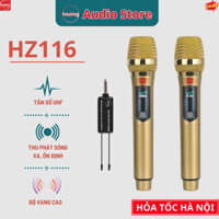 Micro karaoke không dây HOZING HZ116 UHF Chính Hãng  Chống Hú. dành cho Loa Kéo, Âm Ly. Hát Cực Hay
