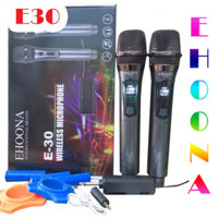 Micro karaoke không dây UHF cho amly loa kéo sound card livestream hay 1 mic và 2 mic Ehoona E30 sạc pin-BH 1 đổi 1