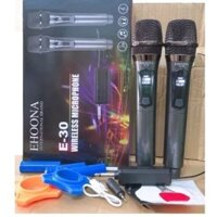 Micro karaoke không dây UHF cho amly loa kéo sound card livestream rất hay 2 mic Ehoona E30 pin sạc