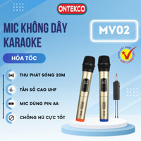 Micro karaoke ONTEKCO MV01/ MV02 không dây giá rẻ cho các loại loa kéo, amply chính hãng BH 12 tháng