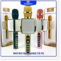 Micro Karaoke YS-91 hàng loại 1, Mic hát karaoke bluetooth hỗ trợ ghi âm thẻ nhớ, USB - TAMBIGO