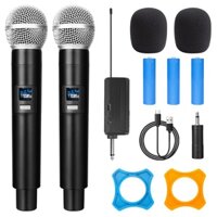 Micro kép đơn không dây 2 kênh UHF Micro cầm tay chuyên nghiệp cho bữa tiệc Karaoke trường học