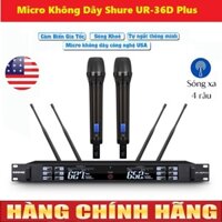 Micro Không Dây Cao Cấp SHURE UR36D Plus - Chống Hú Tốt, Sóng UHF Khỏe, Cảm Biến Gia Tốc, Phù Hợp Cho Karaoke Gia Đình