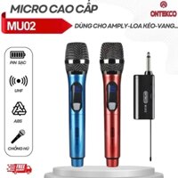 Micro Không dây Chính hãng ONTEKCO MU02 | dùng pin sạc-Chuyên dụng hát Karaoke Loa kéo, Amply, âm thanh hay