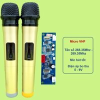 Micro không dây đôi VHF mạch loa kéo tần số 268.35Mhz – 269.35 Mhz, micro cho loa kéo