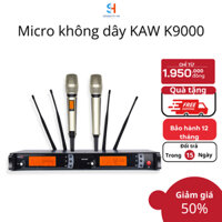 Micro không dây hát karaoke KAW K9000, UHF, 95dB, 4 ăng ten - Sóng 200m, bảo hành uy tín 24 tháng