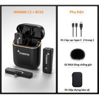 Micro không dây MAONO WM600C Mic cài áo cho điện thoại android quay vlog, livetream, youtube, ticktock