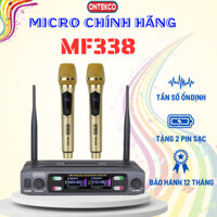 Micro không dây ONTEKCO MF338  đen cao cấp đa năng dùng cho mọi loại loa kéo, amply sóng UHF thu phát xa