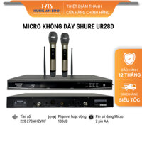 Micro Không Dây SHURE UR28D Bắt Âm Thanh Cực Đỉnh Ngăn Hú Rít Cùng Độ Hút Âm Thanh Tốt