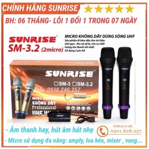 Micro không dây Sunrise SM-3 (loại 2 mic)