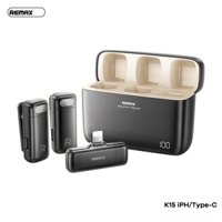 Micro không dây thu âm REMAX K15 (2 mic) iPhone Lightning có Dock Sạc - livestream youtube chính hãng [BH 1 năm]