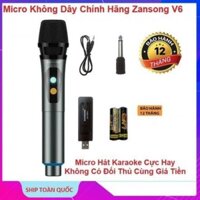 Micro Không Dây Zansong V6, Dùng Cho Các Loại Loa Kéo, Lắp Cho Amply, Mixer, Soundcard, Mic Chính Hãng - Hát Karaoke Hay