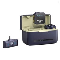 Micro không dây One-Trigger-Two 2.4G Kẹp từ tính trên Mic cho máy ảnh Phạm vi truyền 50M Pin tích hợp khử tiếng ồn có hộp sạc thay thế cho Type-C Android