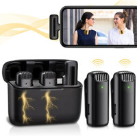 Micro Lavalier không dây có hộp sạc Bộ thu Video âm thanh di động Mic Mini cho iPhone Máy tính bảng Android Chơi game trực tiếp