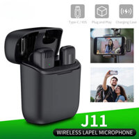 Micro Lavalier không dây J11 có hộp sạc Bộ thu Video âm thanh di động để chơi game trực tiếp