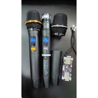 Micro mạch không dây  vhf   xi  đen sóng xa 50m  2 miro tặng kèm 2 pin 2aa  sạc 500 lần  cho cácloa kéo