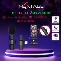 Micro Thu Âm Cài Áo Không Dây K9, - Khử Tiếng Ồn Cao Cấp - Khoảng Cách 20m - Chính Hãng NEXTAGE