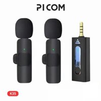 Micro Thu Âm Không Dây Cài Áo K35 Bộ 1Mic Và 2Mic Jack 3.5mm Picom Cho Điện Thoại Máy Ảnh Loa Kéo