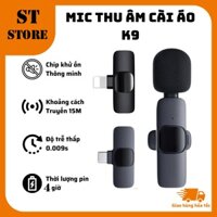Micro thu âm không dây cài áo K9 - Khử Tiếng Ồn Cao Cấp - Khoảng Cách Kết Nối 15m - Pin 4h