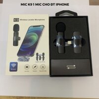 Micro thu âm không dây cài áo 2 mic K9, Thu âm , Livestream , quay video, Khử Tiếng Ồn Cao Cấp - Khoảng Cách 20m