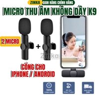 Micro Thu Âm Không Dây K9 2 Mic Khử Tiếng Ồn Để Livestream Ghi Âm Quay Video Cổng iPhone và Type C ZINKA SHOP