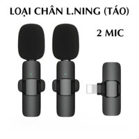 Micro thu âm không dây K9 lọc giảm tiếng ồn - Loại chân cắm Type C hoặc Lightning, ghi âm, quay video cho điện thoại