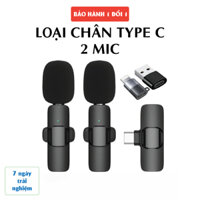 Micro thu âm không dây K9 lọc giảm tiếng ồn. Loại chân cắm Type C hoặc Lightning. ghi âm, quay video cho điện thoại