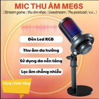Micro thu âm ME6S, Mic livestream có màng lọc tạp âm, Micro sử dụng cho PC-Laptop-Điện thoại Led RGB