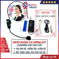 Micro Trợ Giảng Không Dây, Micro Không Dây Đeo Tai Zansong U18 Sóng UHF Kết Nối Loa Trợ Giảng, Loa Kéo, Amly-H2Pro Tech