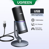 Micro USB UGREEN 7 chế độ Đèn RGB 180° Điều chỉnh theo chiều dọc Mic họa tiết phân cực Cardioid theo thời gian thực để phát trực tuyến / ghi âm / chơi game
