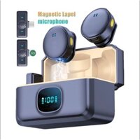 Micro ve áo từ tính không dây 164ft Nút cổ áo Mic 40H Pin Lavalier Mic có hộp sạc để quay Video