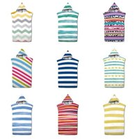 Microfiber Stripe Kids Bath Towel with Cloak Adult Beach Changing Robe Poncho Surf Quick Dry Hooded Bathrobe Swimming Pool Parts