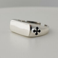 Midas Jewelry | Nhẫn bạc freesize M04, nhẫn signet hình chữ nhật họa tiết thánh giá cao cấp, sang trọng cho nam và nữ