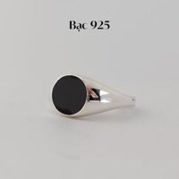 Midas Jewelry | Nhẫn bạc freesize M33, nhẫn signet tròn mặt đen cao cấp, sang trọng phù hợp cả nam và nữ đeo ngón út