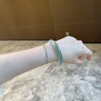 Miến Điện Laokeng ngọc bích băng trong suốt Vòng tay thanh tròn vòng tay ngọc bích nước trong xanh dầu xanh nổi Hoa May Mắn Vòng Tay gia công Vòng tay ngọc bích