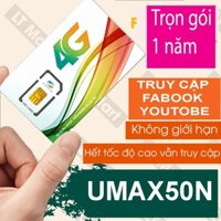 [MIỄN PHÍ 1 NĂM] SIM 12UMAX50N Viettel Data không giới hạn (Facebook, YouTube,Tiktok ...)