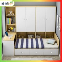 [Miễn phí đo đạc, lắp đặt]Giường liền tủ thông minh có ngăn kéo kết hợp bàn học, bàn làm việc cho phòng nhỏ gọn hiện đại