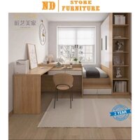 [MIỄN PHÍ LẮP ĐẶT] Combo giường kết hợp tủ áo kèm bàn học nhiều ngăn kéo cho phòng ngủ trẻ em, chung cư NHM1010