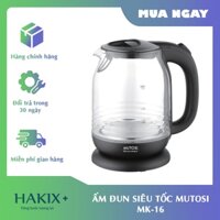 [Miễn phí vận chuyển] Ấm siêu tốc cao cấp 1,7 lít Mutosi MK-16 (đen)- Model mới 2021- Bảo hành 24 tháng