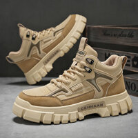 [Miễn phí vận chuyển] Bán buôn [Có hàng] Giày bốt da Martin thể thao màu vàng cho nam, xu hướng mùa xuân, đế dày, giày an toàn công sở đa năng