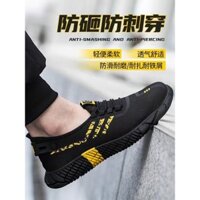 [Miễn phí vận chuyển] Bán buôn Giày công sở nam mùa hè lỗ lớn thoáng khí khử mùi nhẹ nhẹ đế mềm bít mũi thép chống đập chống đâm xuyên an toàn Giày công sở